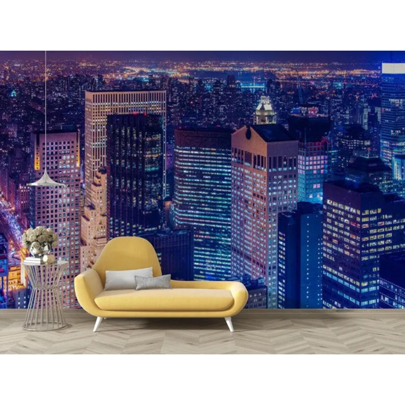Papier peint New York City Night Skyline, L 96 po x l 108 po