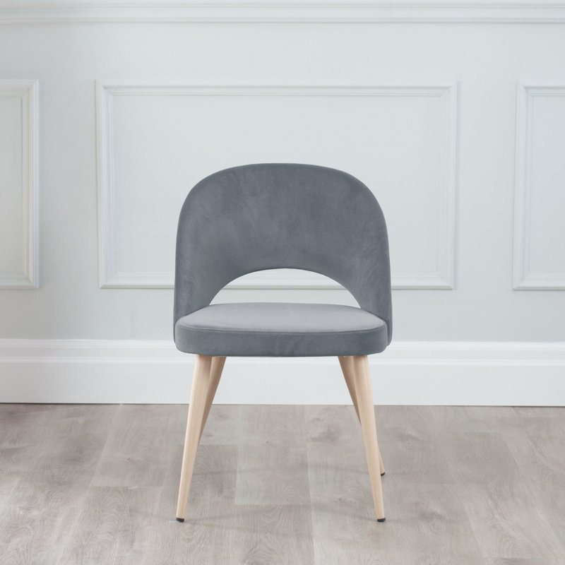 Kanthan 18'' H Velvet Upholstered Side Chair, Natural, Gray
