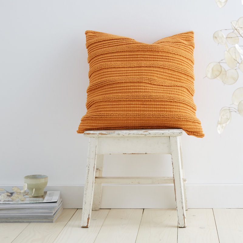 Tufted Stripes Cotton Cushion Cover Cushion, Terracotta