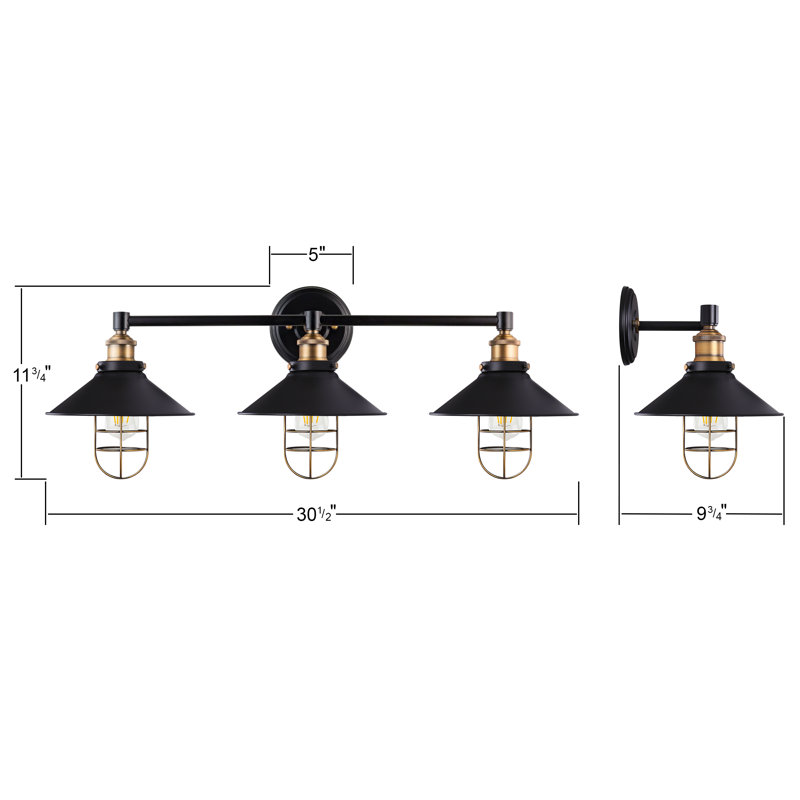 Éclairage pour meuble-lavabo 3 lumières à intensité réglable Sikes, Laiton satiné