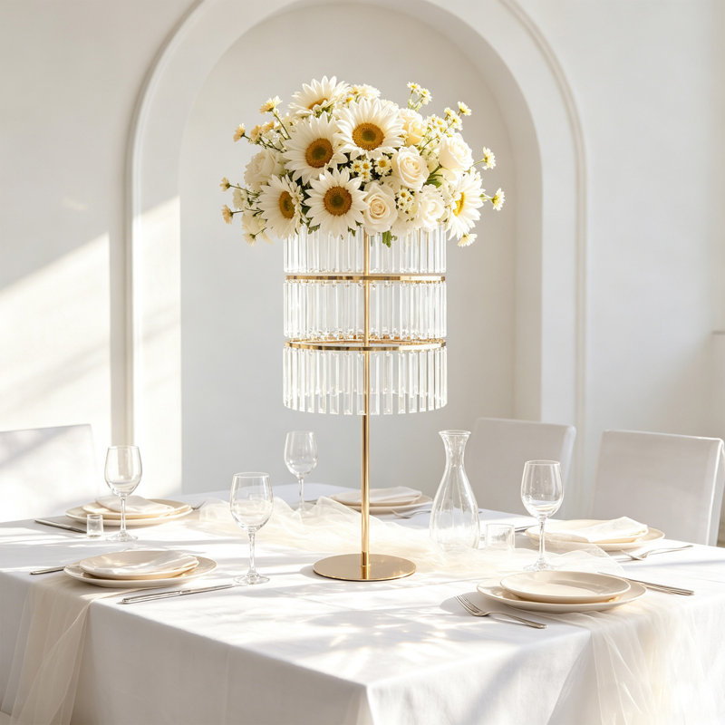 Support à fleurs avec pendentifs, support à fleurs à 3 niveaux, support à fleurs élégant pour les mariages
