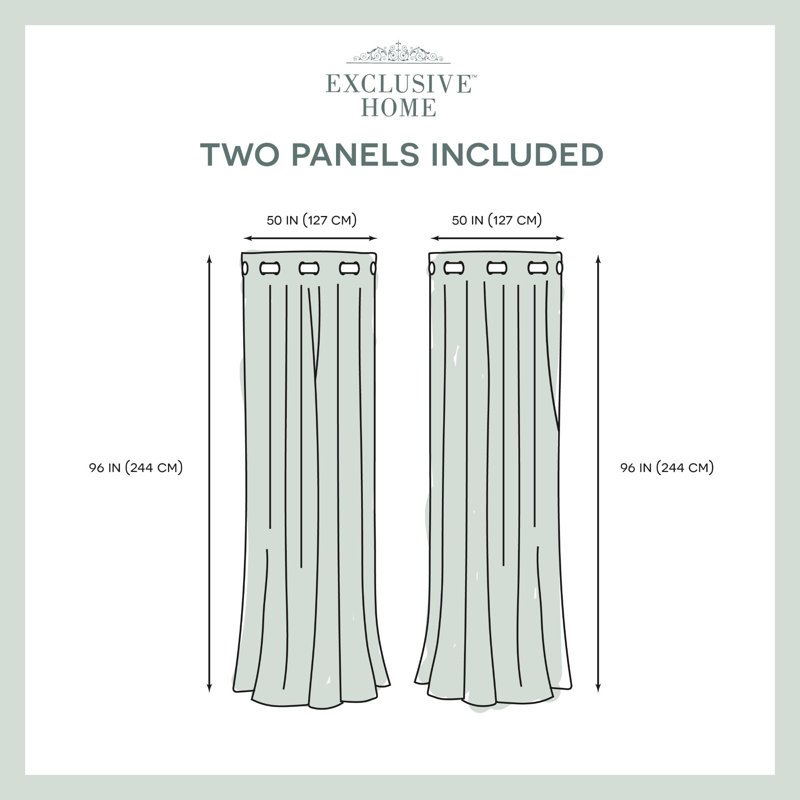Gabbie 2-Piece Polyester Sheer Grommet Curtain Pair, Off White, 50" W x 96" L