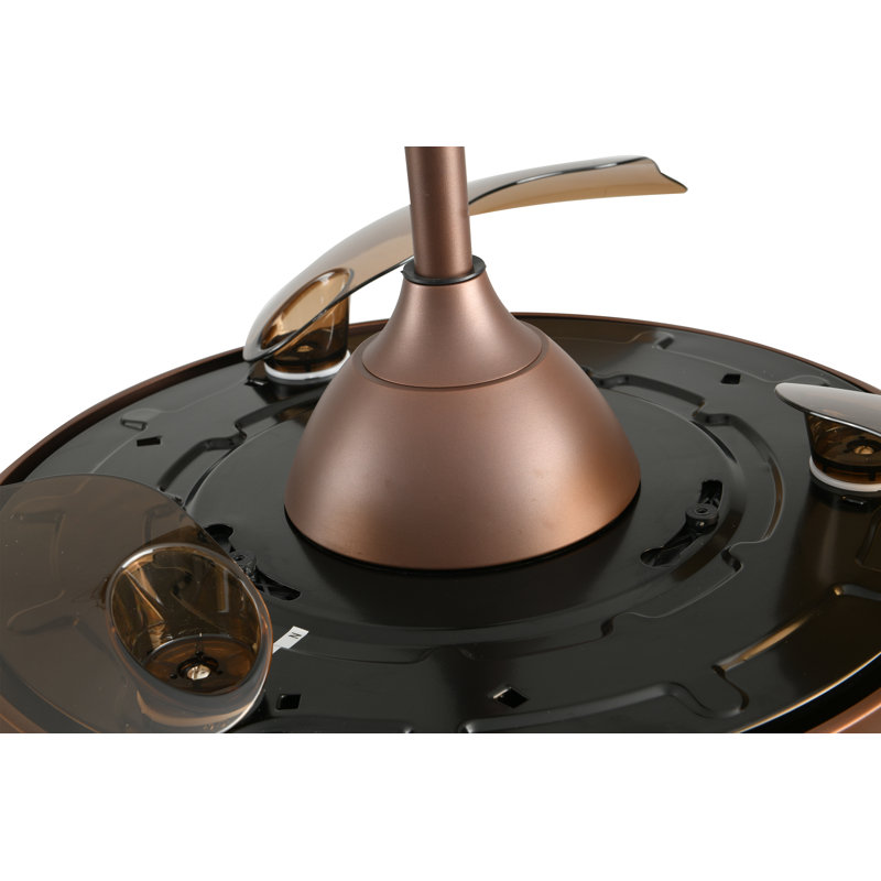 Heighton 36'' Modern DIY Shape Reversible Ceiling Fan with LED Lights and Remote, Dimmable Ceiling Fan, Brown