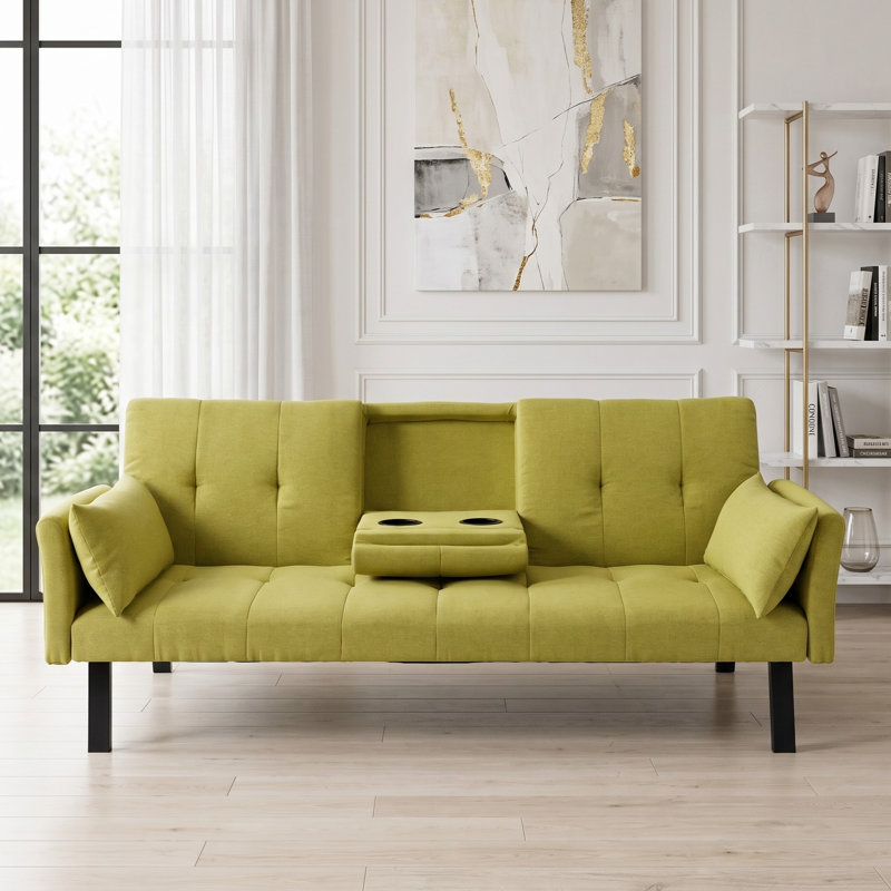 Causeuse-lit 70 po avec console rabattable et poches latérales, Green