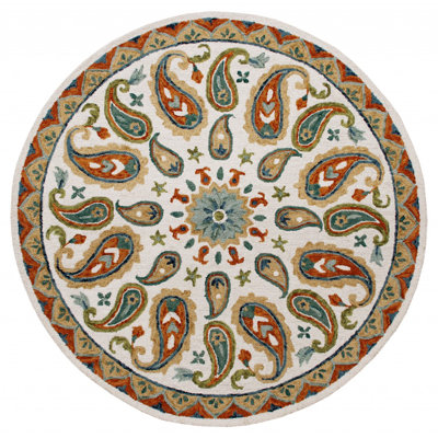Tapis cachemire rond 7 pi