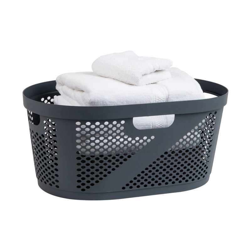 40L Laundry Basket, Clothes Hamper, Ventilated, Plastic, 23"L x 14.5"W x 10.5"H, Gray