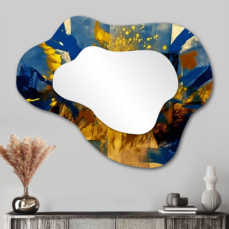 Abstraction lyrique en bleu et jaune, 27 po x 35 po