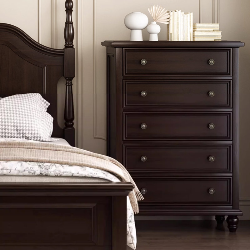 Armoire d'appoint en bois massif de couleur noyer noir