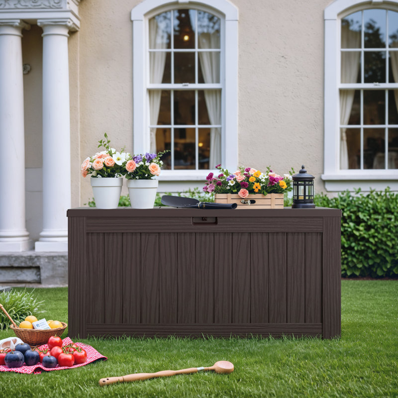 Boîte de rangement verrouillable 120 gallons, Brun foncé