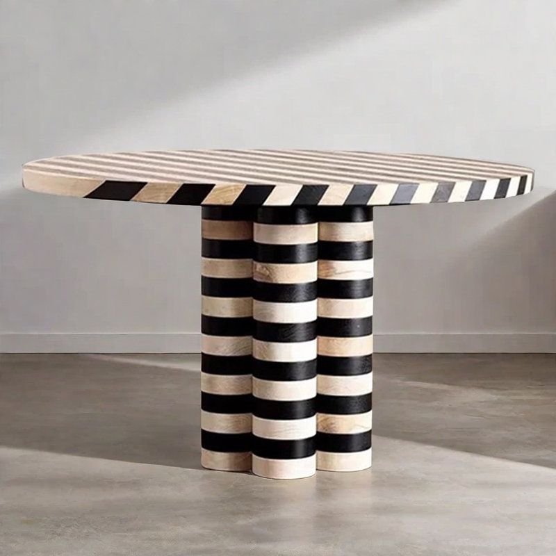 Retro Simple Round Solid Wood Dining Tables, 29.52"H x 47.24"L x 47.24"W