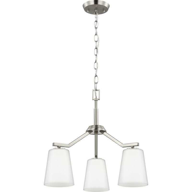 Lustre classique / traditionnel 3 lumières Shanka, Nickel brossé