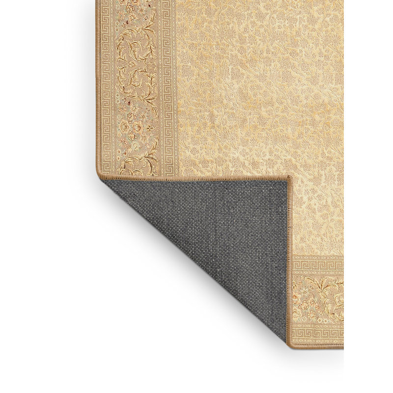 Tapis de zone crème contemporaine, Rectangle 5 pi x 7 pi