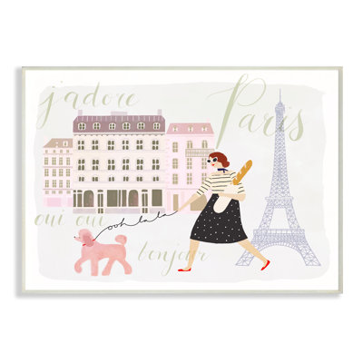 « eiffel tour-fille paris fille paris it dog avec typographie », impression