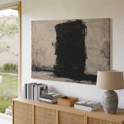 Canvas Raw Gesture Canvasminimalist Abstract Drawing In Black On Pale Background Wall Wall Art Ready To Hang Gallery Wrapped Home Decor