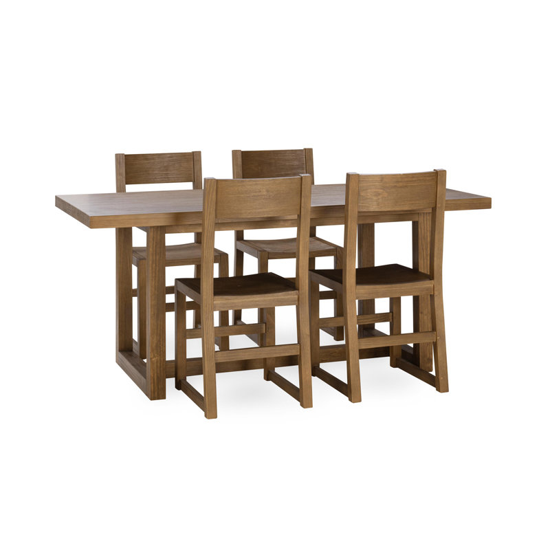 Birchview Solid Wood Dining Set, 5 Pieces: Table, 4 Chairs