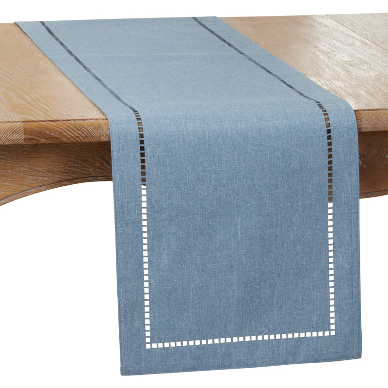 Neith Polyester Rectangle Table Runner, 90" x 14", Denim