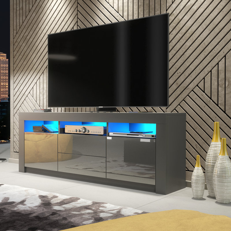 Archivaldo Unfinished TV Stand for TVs up to 48", Dark Grey