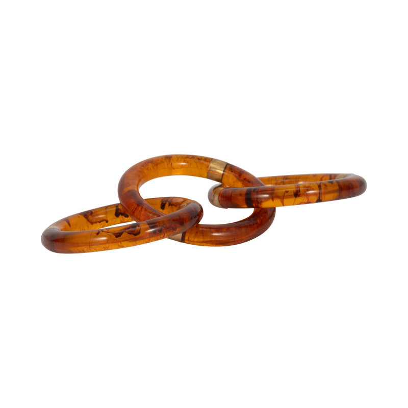 Glam Polyresin Decorative Object with Linked Ring Design and Luxe Brass Accents for Modern Style and Eye-Catching Versatile Display in Contemporary and Transitional Interiors