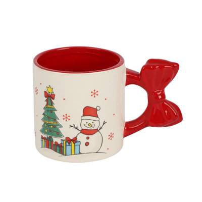 Tasse de Noël en céramique bonhomme de neige - tasse à café de Noël avec poignée en arc, verrerie décorative