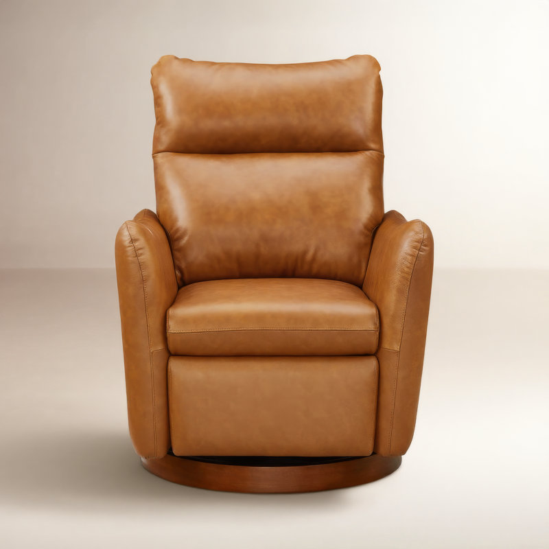 Winson 33" Genuine Leather Push-Back Swivel Recliner