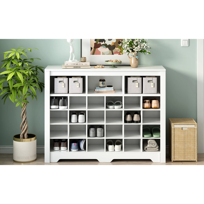 Modern White Shoe Storage With 24 , Sleek For All Rooms, And Particle Board Closet Cabinet - Practical Living Area