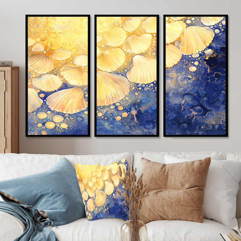 Ensemble de décoration murale Ethereal Cascade Of Seashells II - Coquillages, H 40 po x l 60 po, Noir