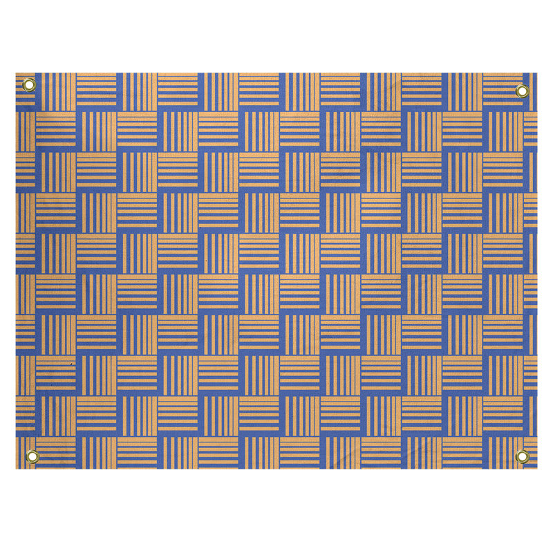 Tapisserie, H 26 po x l 36 po, Orange/bleu