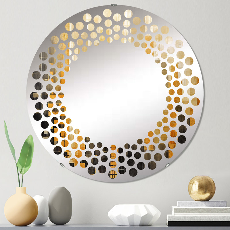 Miroir mural rond, H 24 po x l 24 po, Doré