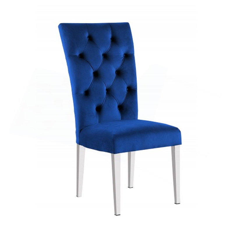 Ensemble de 2 chaises de salle à manger modernes en velours, pieds chromés, chaise de cuisine capitonnée