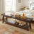 Solid Wood 63" Storage Bench For End Of Bed, Rustic Bedroom Bench With Shelf, Farmhouse Style-1019376934