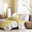 Couette en coton taupe gris/jaune, 6 pièces, King/King, imprimée de motifs naturels, réversible, style vintage