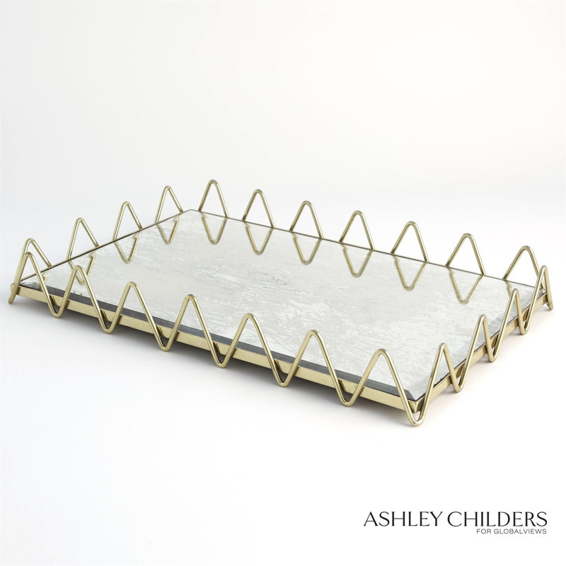 Ric Rac Tray-Gold W/Antique Mirror