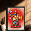 Art encadré noir, poisson clown rétro habillé en costumes de clown-658633047