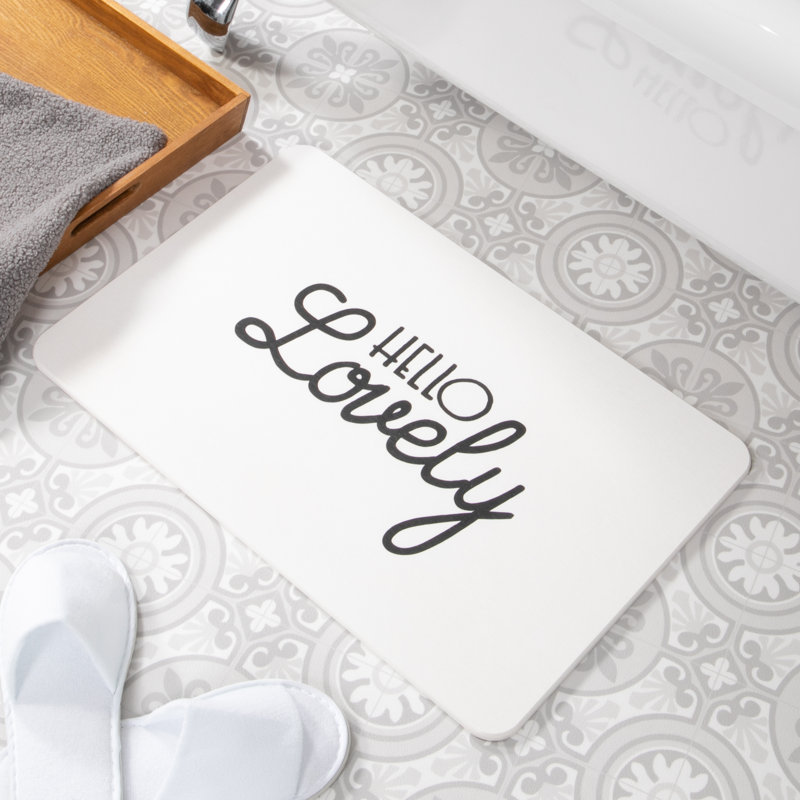 Non-Slip Bath Mat, White/Black