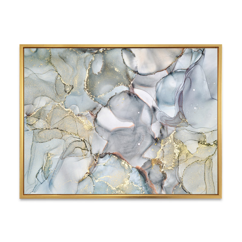 «Gray and Yellow Tender», impression sur toile, Cadre flottant doré, H 30 po x l 40 po x P 1,5 po