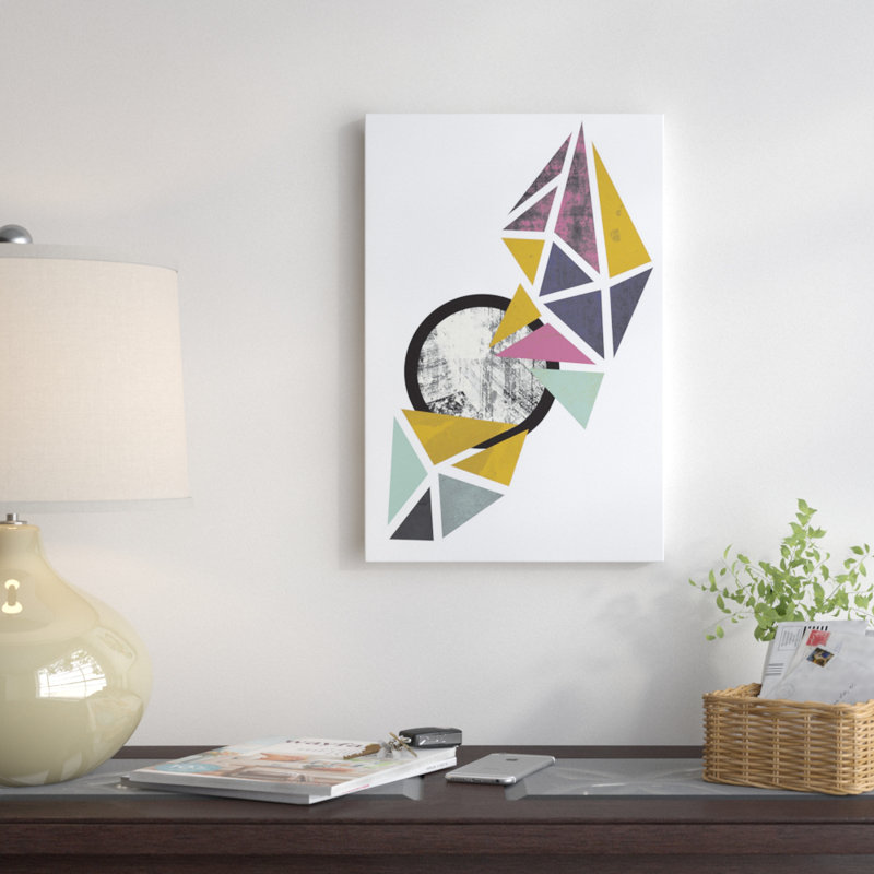 « color triangles », impression sur toile tendue, H 18 po x l 12 po x P 1,5 po, Pas de tapis, Toile tendue