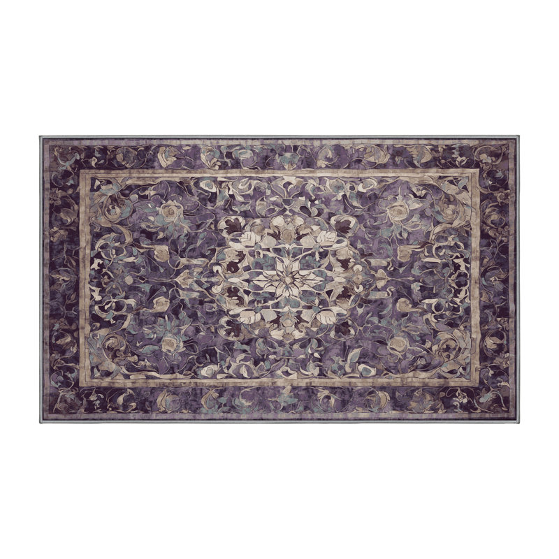 Machine Washable Gray Area Rug, Rectangle 5' x 8'