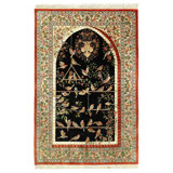 Fine Hand Knotted Pure silk Qum rug 3'4'' X 5'1''