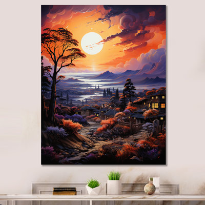 Village de Vangogh au coucher du soleil II
