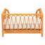 Lit bohémien naturel avec structure ajourée et ornements, coussin amovible rembourré de mousse recouvert de tissu, bordure surélevée, entièrement assemblé, couleur miel, 22 profondeur, 28 largeur, 16,5 po