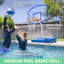 Panneau de dosseret en acrylique de qualité supérieure Gosports ELITE avec base lestée - Jeu de basketball pour piscine creusée