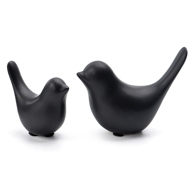 Small Birds Statues Home Decor Modern Style Decorative Ornaments for Living Room Decor, Bedroom, Office Desktop, Cabinets (Black 2Pcs Birds)