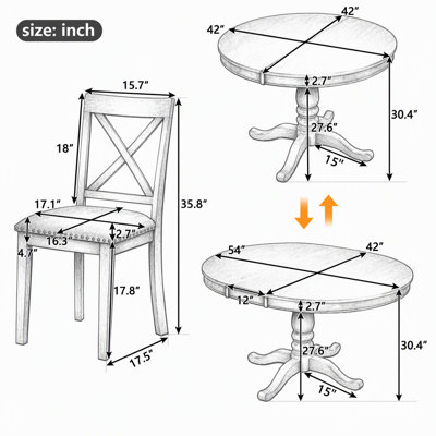 Table de salle à manger ronde moderne avec pieds en bois massif et plateau en placage résistant, idéale pour les cuisines compactes.