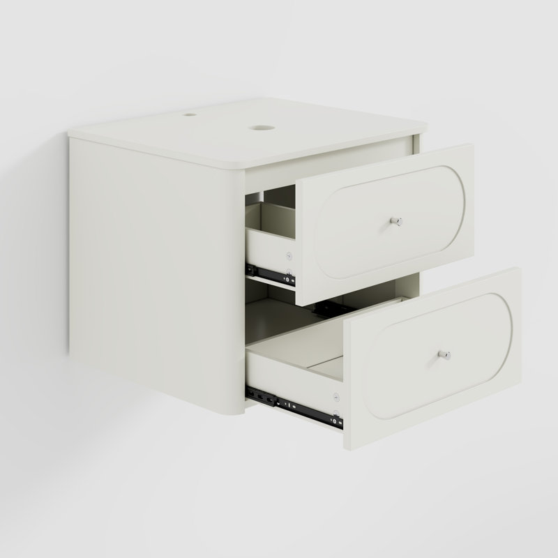 Base de meuble-lavabo mural simple 24 po seulement, conception épurée et bords arrondis, Beige