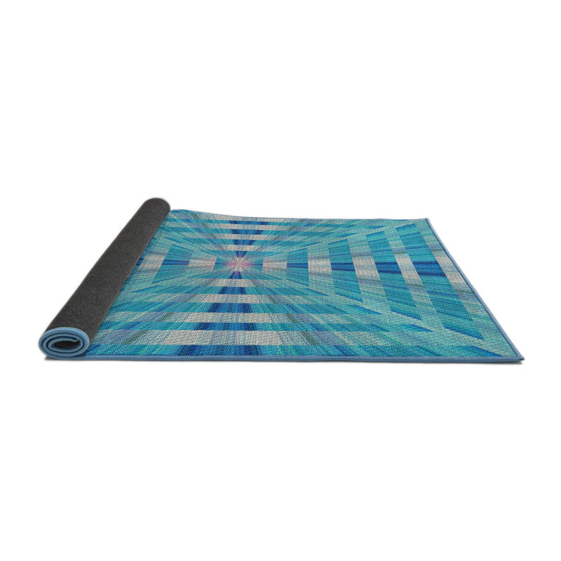 Tapis de zone bleue à motifs, Rond 3 pi