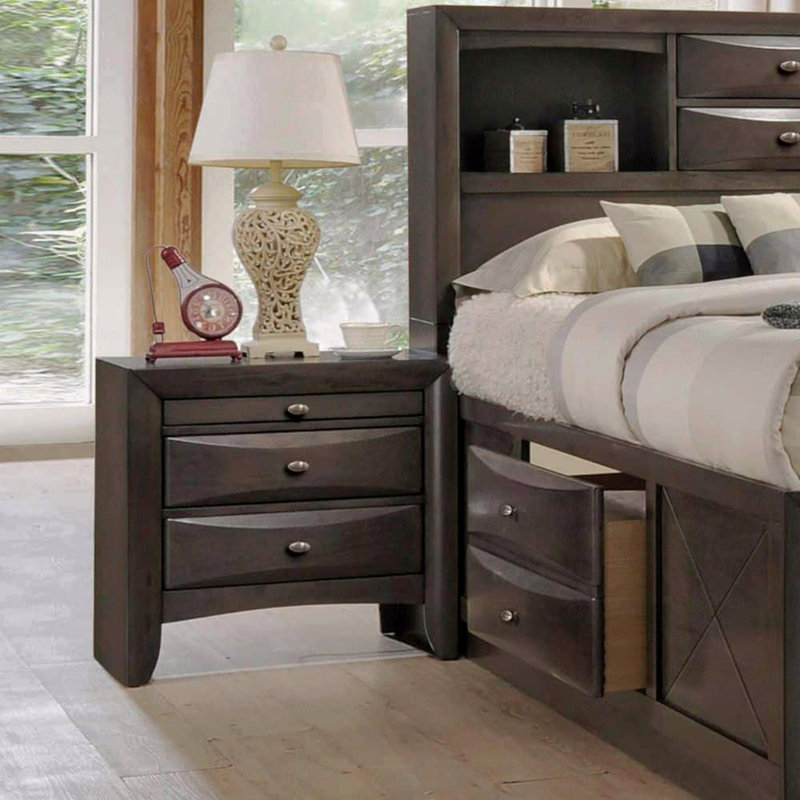 Table de chevet contemporaine en bois massif gris 1Pc Table de chevet à 2 tiroirs, Gris