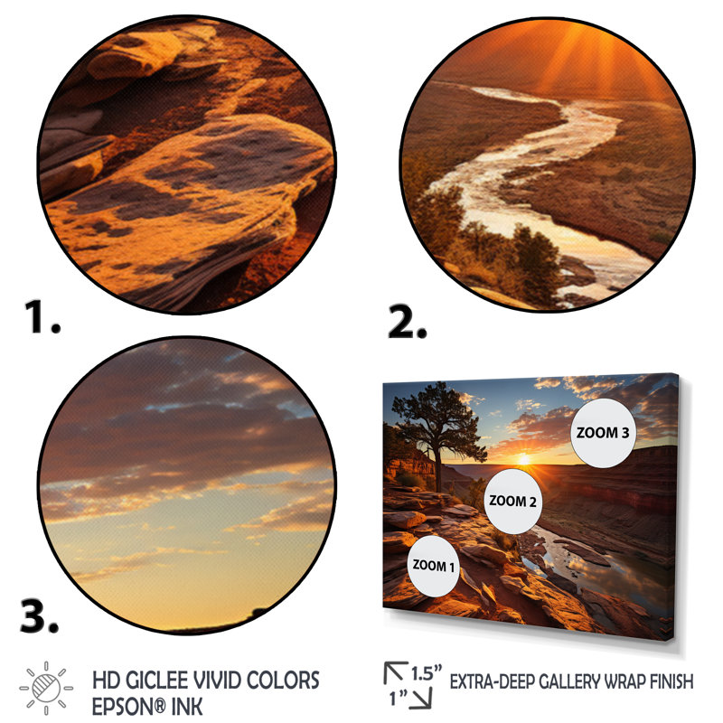 Canyon Canyon II - impression, H 16 po x l 32 po x P 1 po, Cadre flottant brun