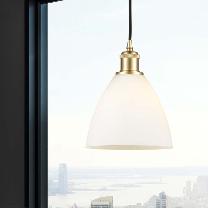 Haruka 1 - Light Single Pendant, White, 11.25" H x 7.5" W x 7.5" D, Satin Gold