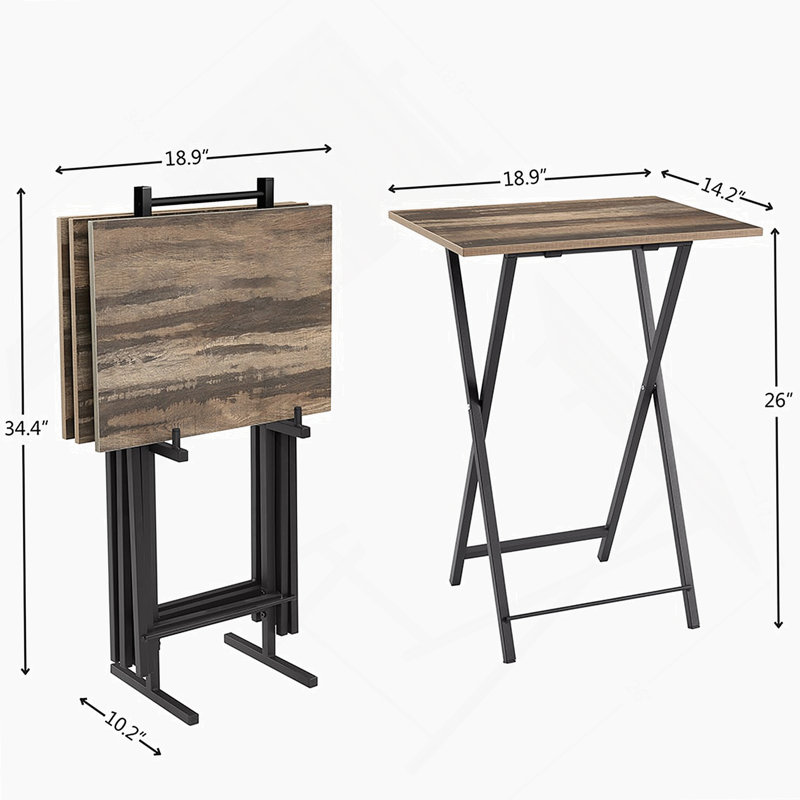 4 Piece Folding TV Tray Table Set,Foldable Sofa Side Table,End Table,Snack Table,Space Saving