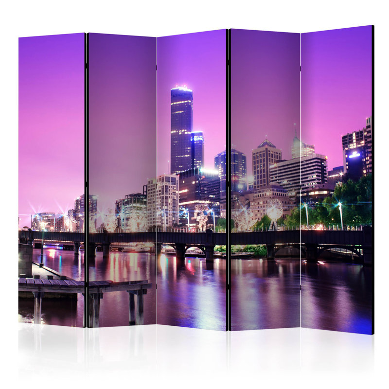 Griglik 225cm W x 172cm H 5 - Panel Solid Wood Folding Room Divider